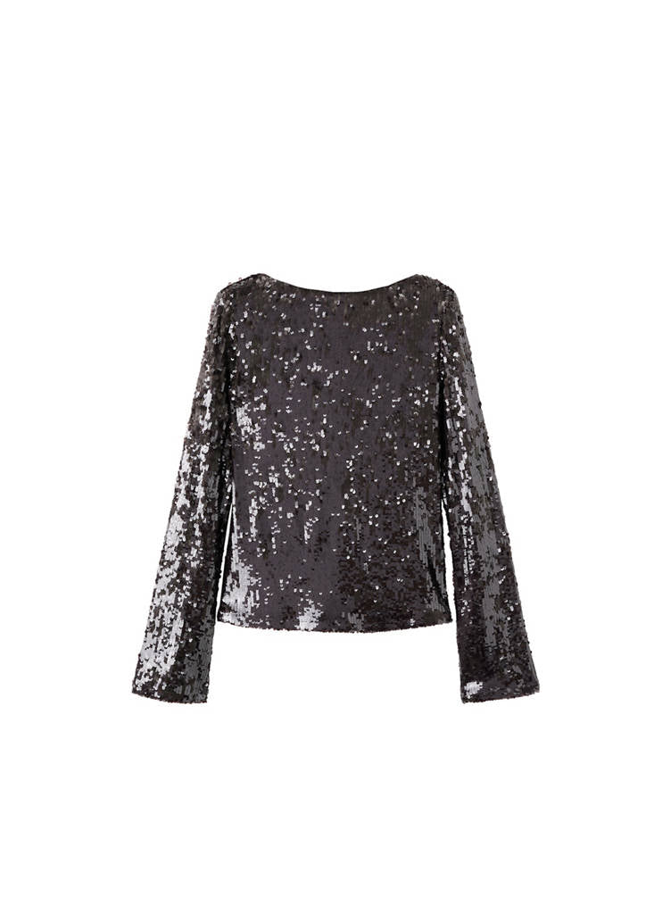 T-Shirt Paillettes Avec Manches Évasées