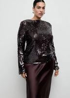 T-Shirt Paillettes Avec Manches Évasées
