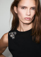 Top Maille Fleur Métallique