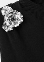 Top Maille Fleur Métallique