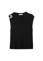 Top Maille Fleur Métallique