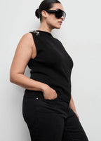Top Maille Fleur Métallique