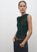 Top Semi-Transparent Col Asymétrique