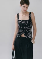 Gilet De Costume En Lin Imprimé À Fleurs