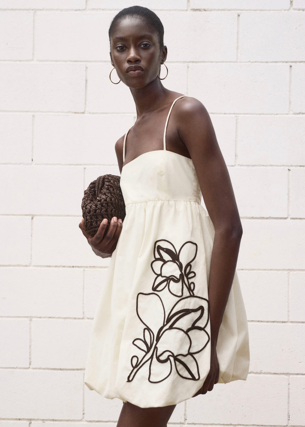 Robe Ballon Broderie À Fleurs