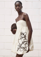 Robe Ballon Broderie À Fleurs