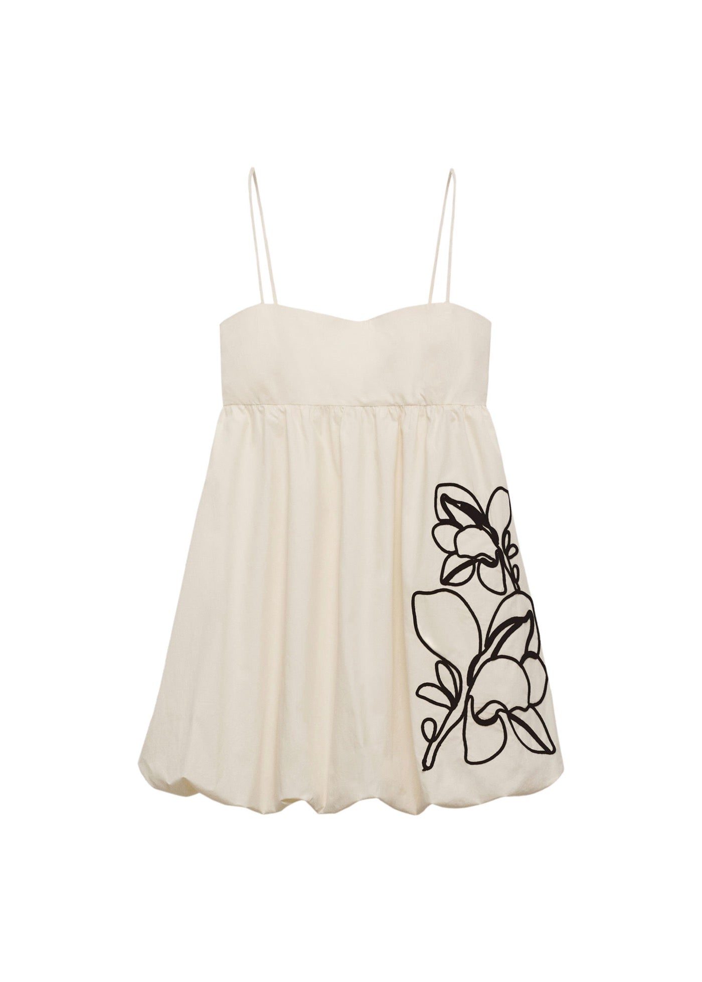 Robe Ballon Broderie À Fleurs
