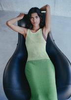 Robe Longue En Crochet Bicolore