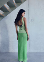Robe Longue En Crochet Bicolore