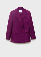 Double-Breasted Linen-Blend Suit Blazer