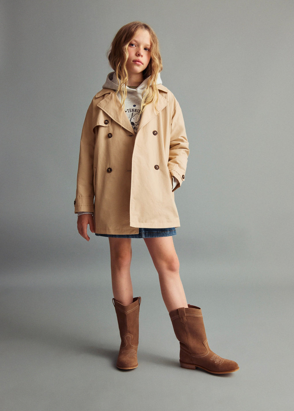 Trench Gina Gris Claro/Pastel - Niña