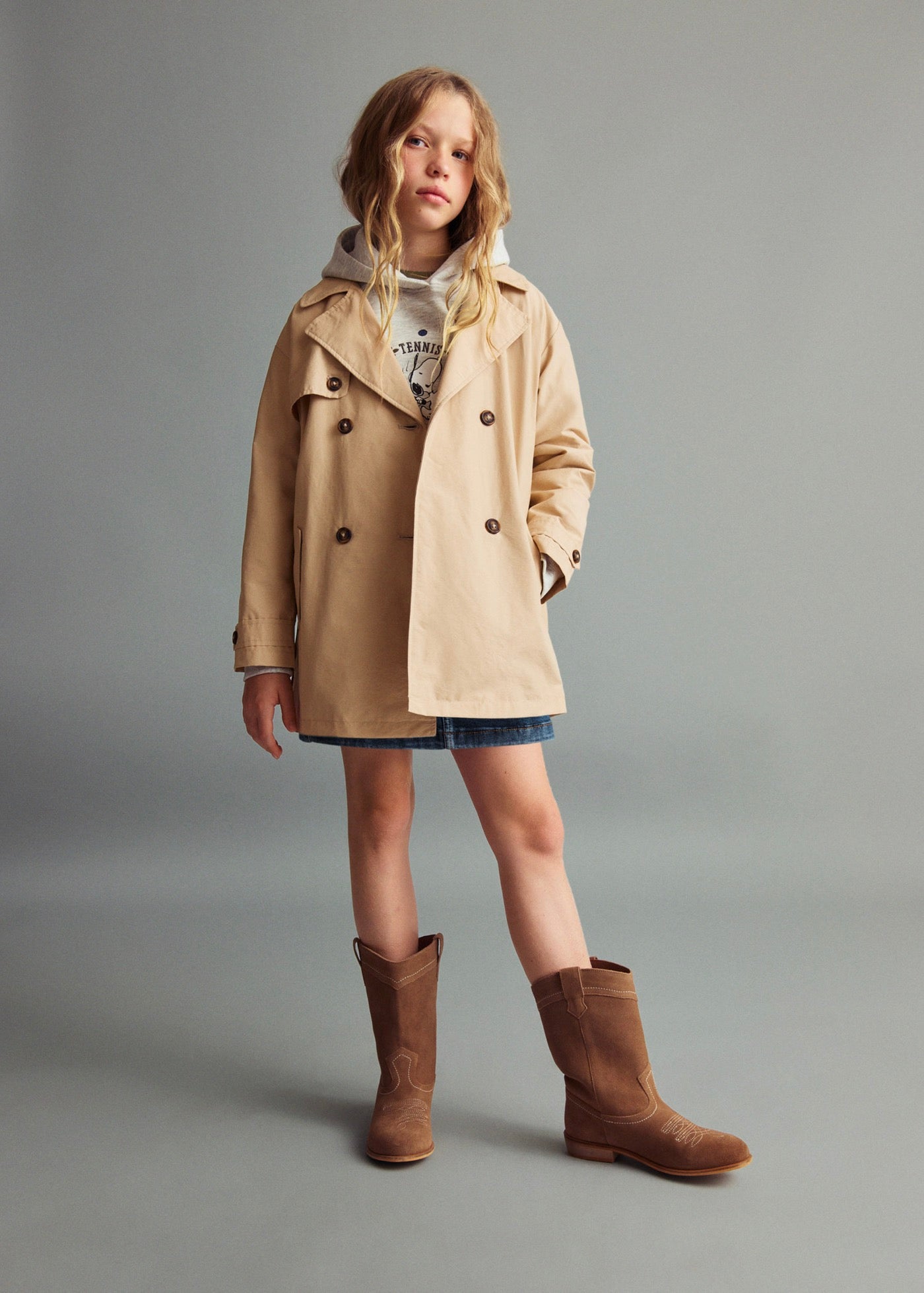 Trench Gina Gris Claro/Pastel - Niña