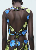 Blouse Courte À Fleurs Dos Nu