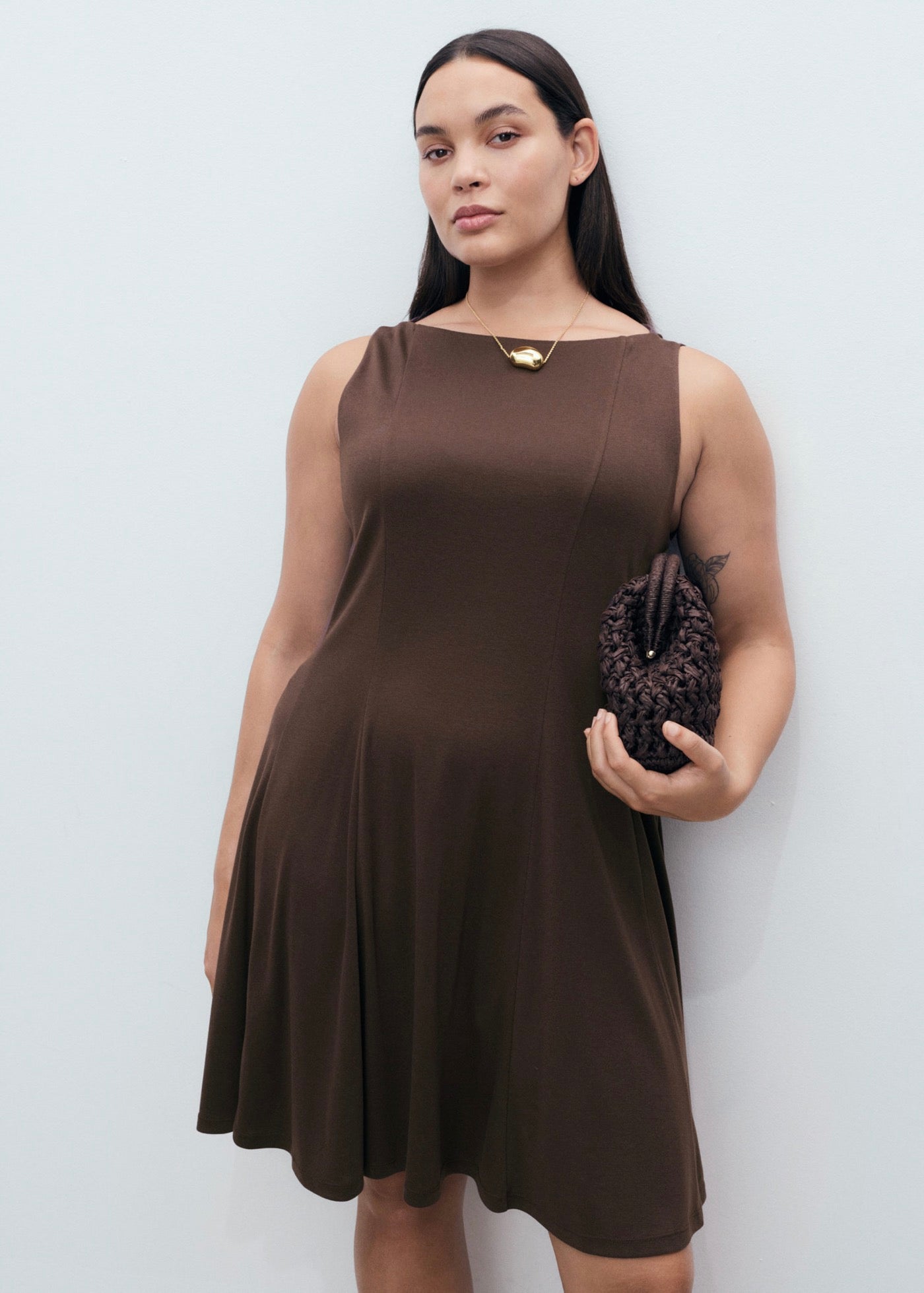 Robe Plissée Et Évasée
