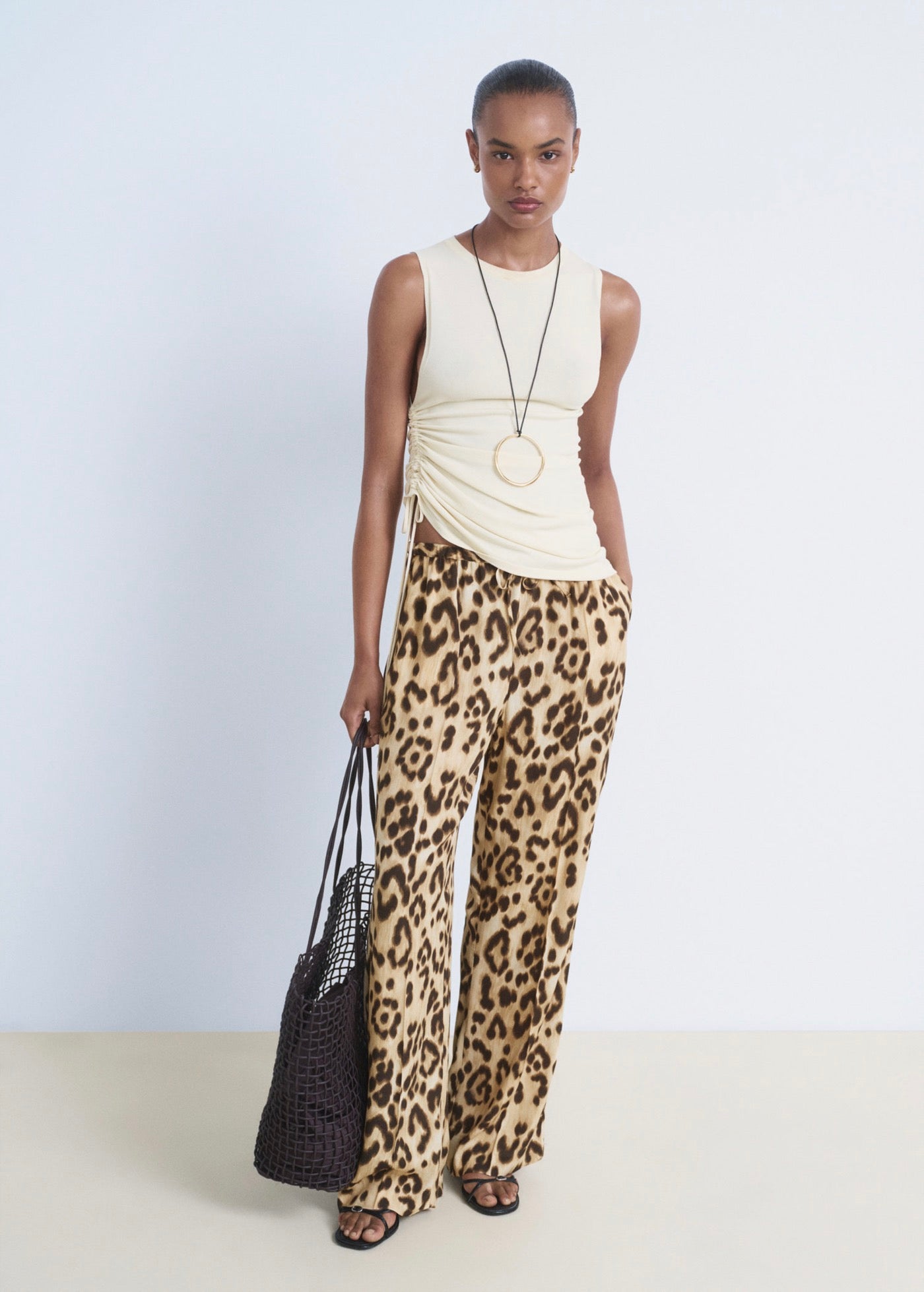 Pantalon Droit Léopard