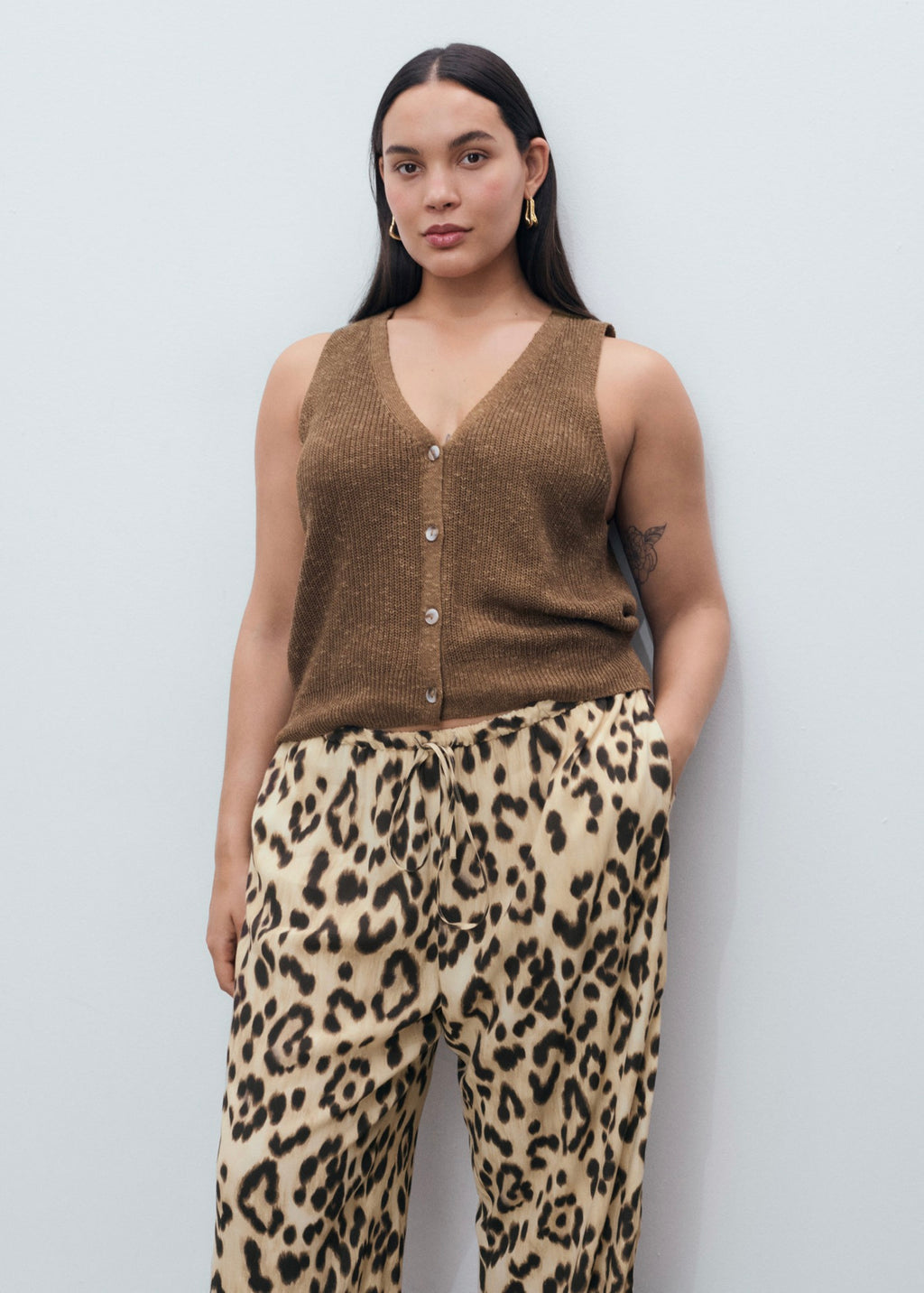Pantalon Droit Léopard