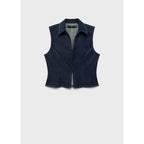 Top Denim Coutures Contrastantes