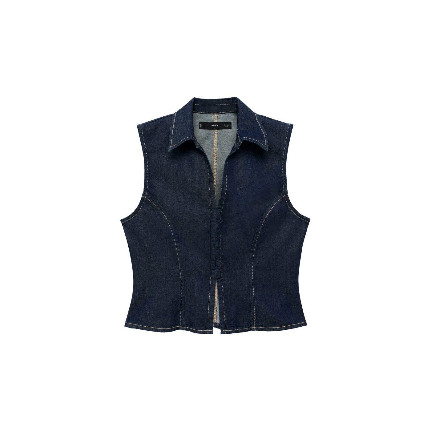 Top Denim Coutures Contrastantes