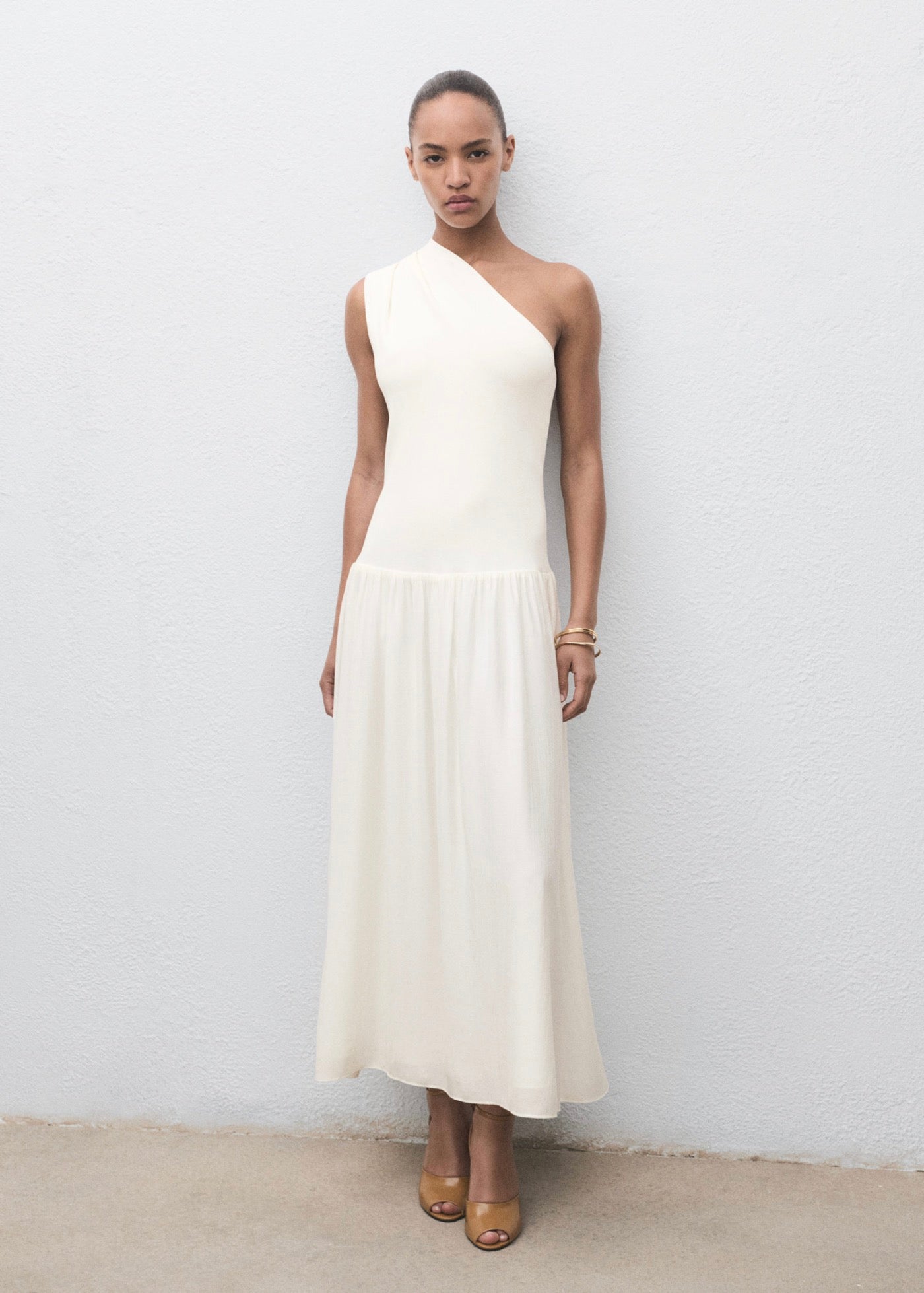 Robe Tissu Combiné Asymétrique