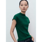 Fine-Knit Short-Sleeved Jumper