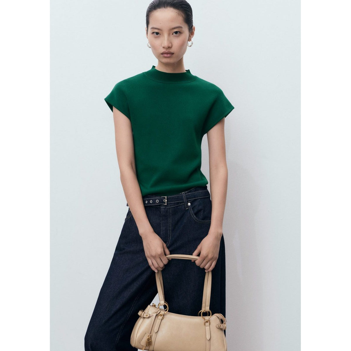 Fine-Knit Short-Sleeved Jumper