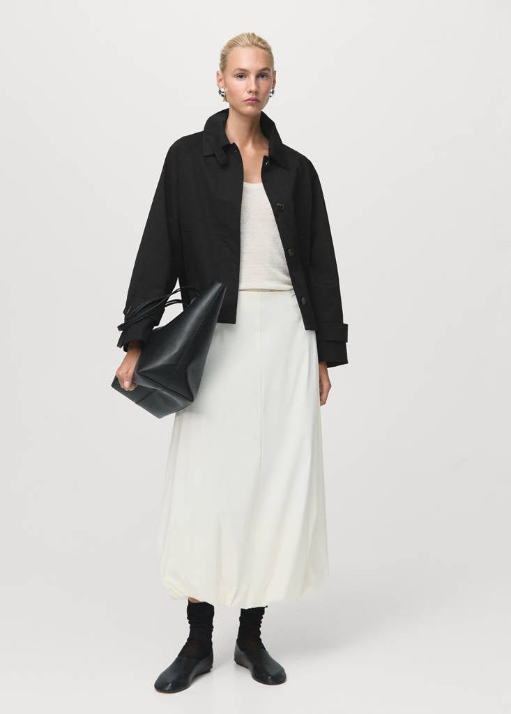 Trench Court Oversize Avec Passants De Ceinture