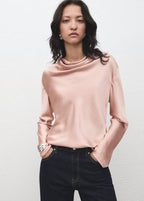 Blouse Satin Col Bénitier