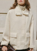 Veste Effet Bouclé À Col Montant