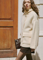 Veste Effet Bouclé À Col Montant