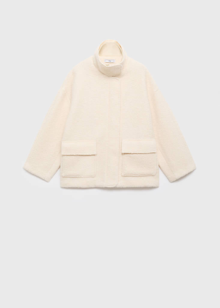 Veste Effet Bouclé À Col Montant