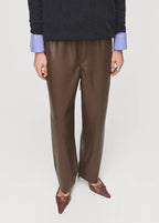 Pantalon Taille Élastique Cuir Synthétique