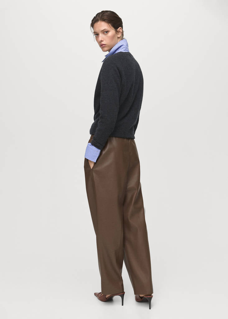 Pantalon Taille Élastique Cuir Synthétique