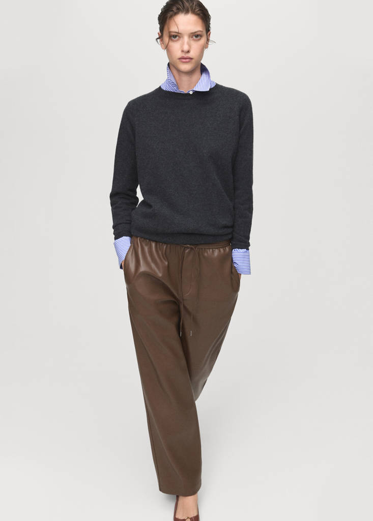 Pantalon Taille Élastique Cuir Synthétique