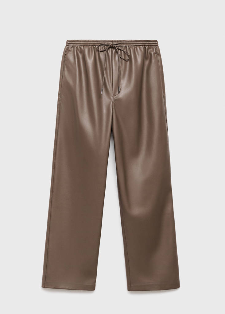 Pantalon Taille Élastique Cuir Synthétique
