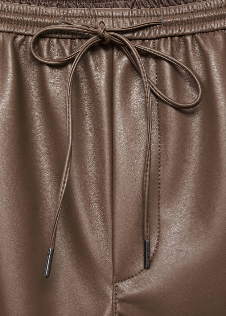 Pantalon Taille Élastique Cuir Synthétique