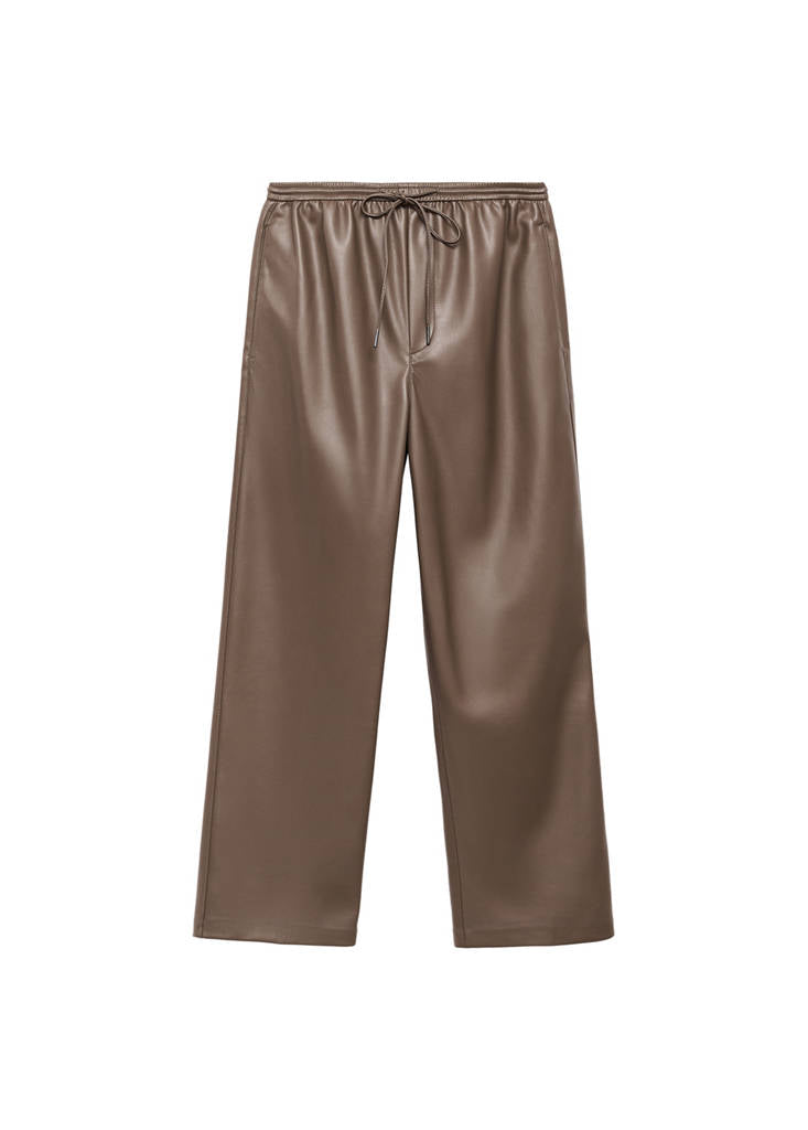 Pantalon Taille Élastique Cuir Synthétique