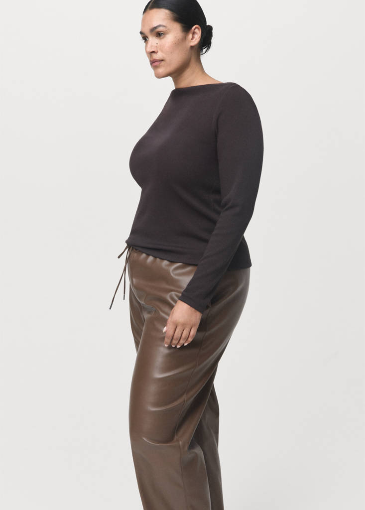 Pantalon Taille Élastique Cuir Synthétique