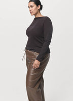 Pantalon Taille Élastique Cuir Synthétique