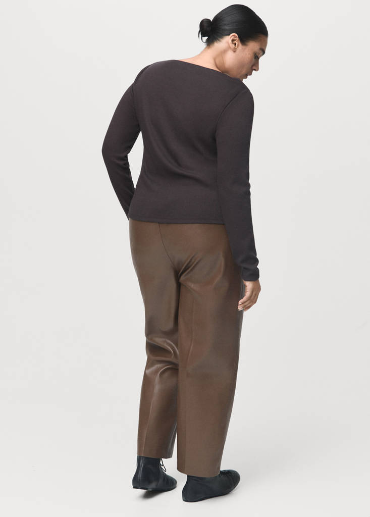 Pantalon Taille Élastique Cuir Synthétique