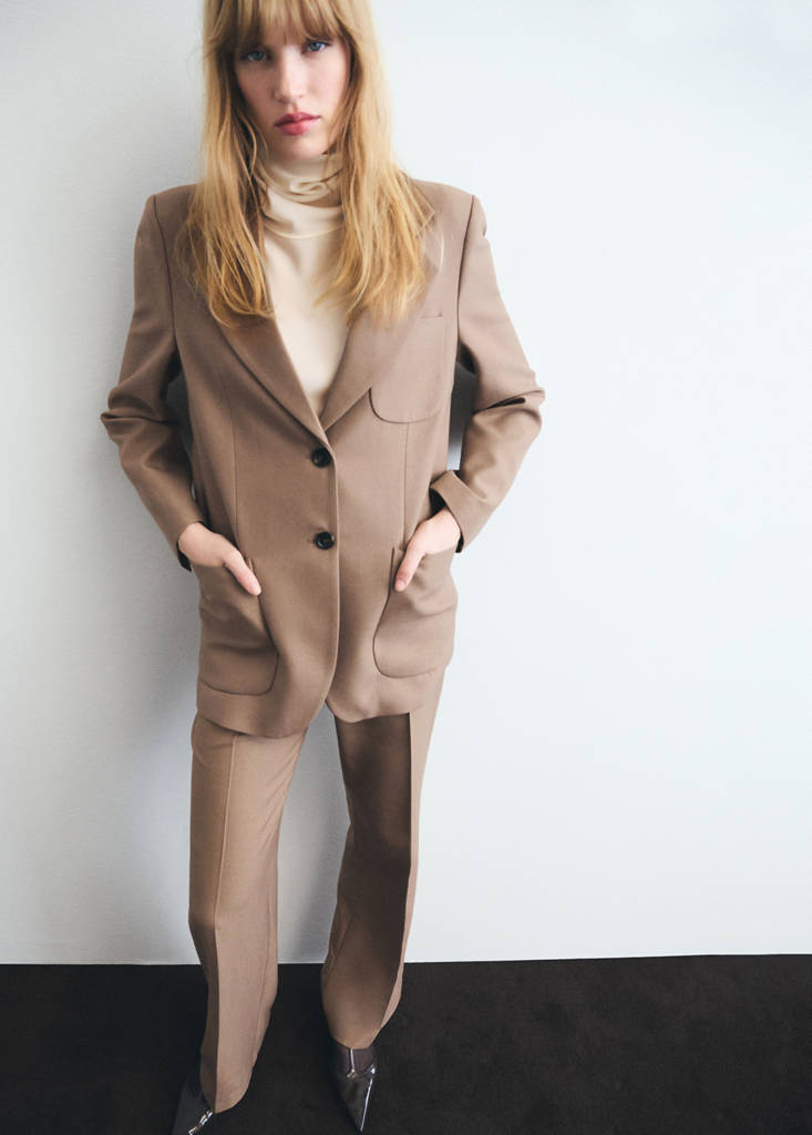 Veste De Costume Laine Mélangée À Poches