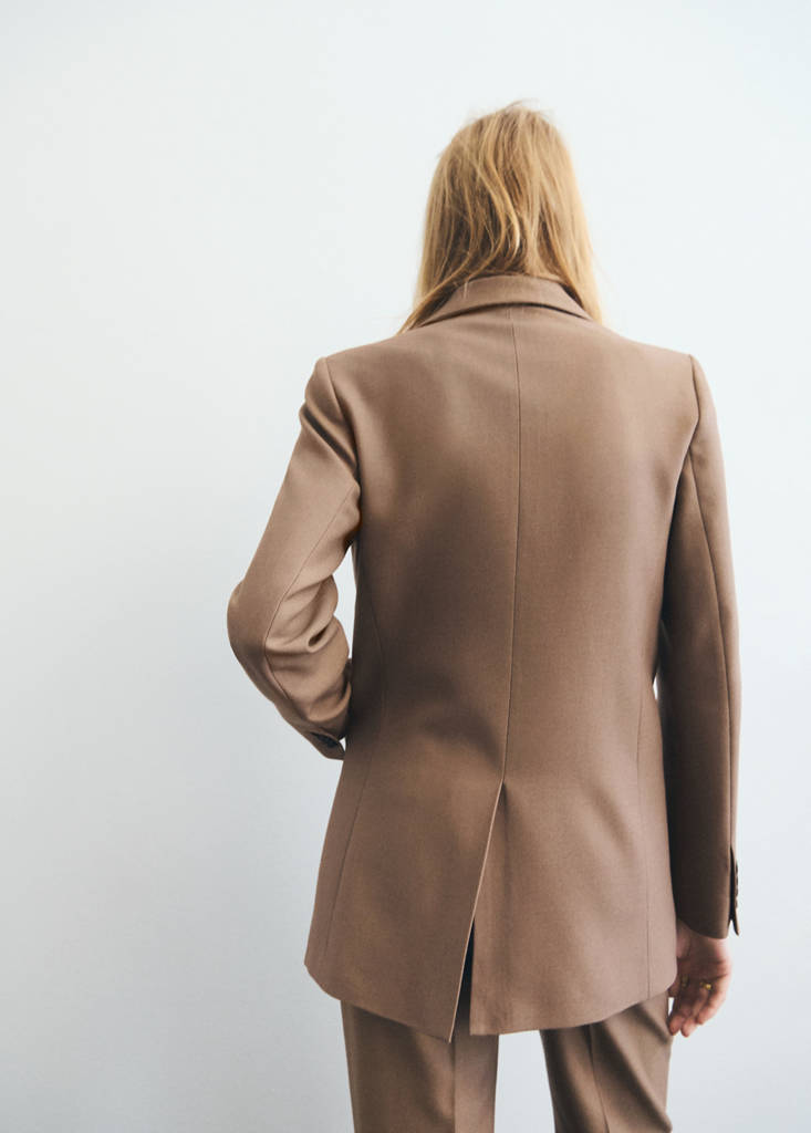 Veste De Costume Laine Mélangée À Poches