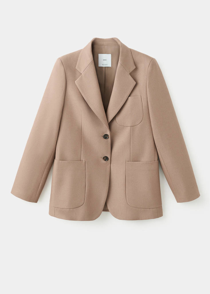 Veste De Costume Laine Mélangée À Poches