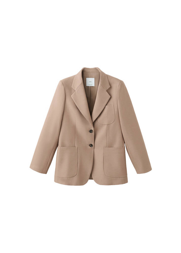 Veste De Costume Laine Mélangée À Poches