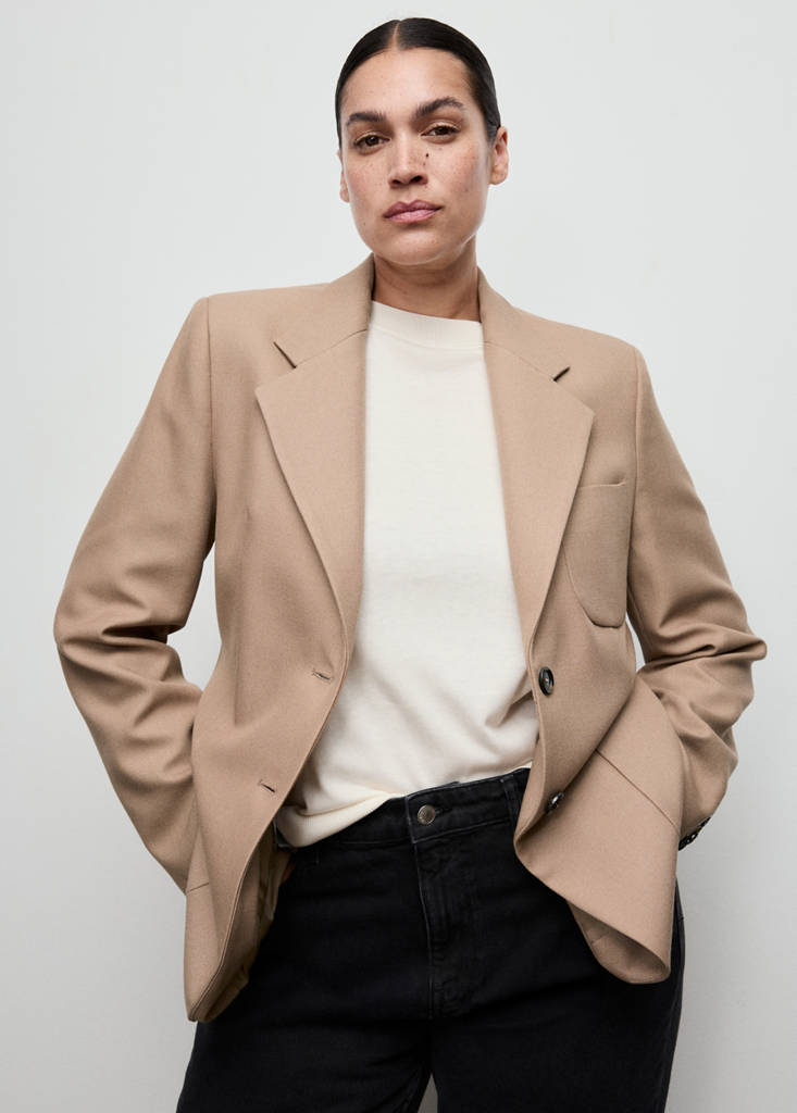 Veste De Costume Laine Mélangée À Poches