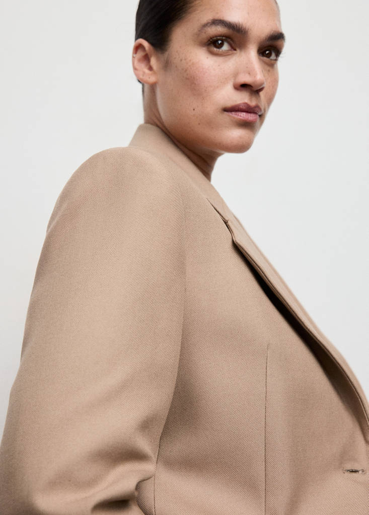 Veste De Costume Laine Mélangée À Poches