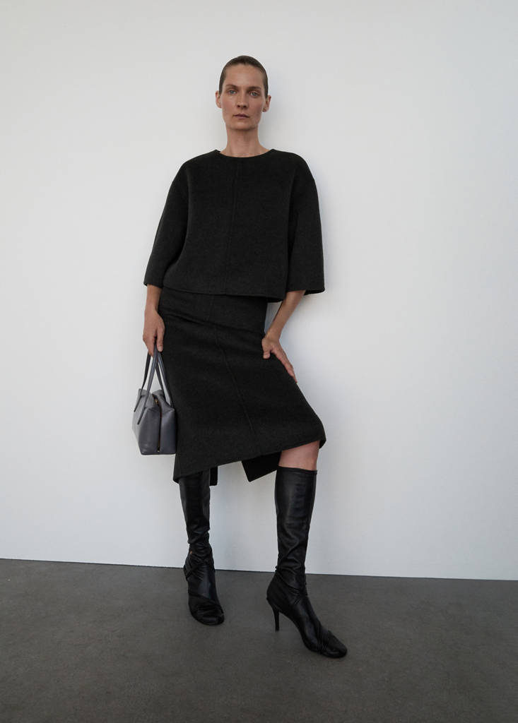 Jupe Midi Laine Fendue