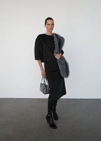 Jupe Midi Laine Fendue