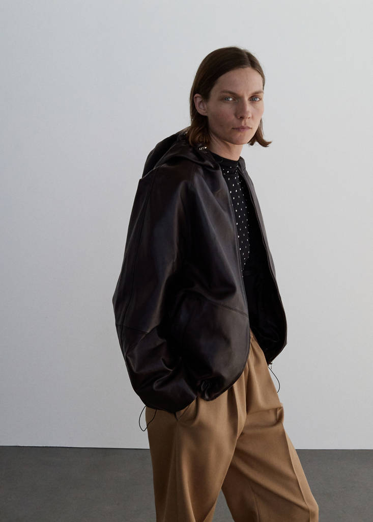 Veste 100 % Cuir À Capuche