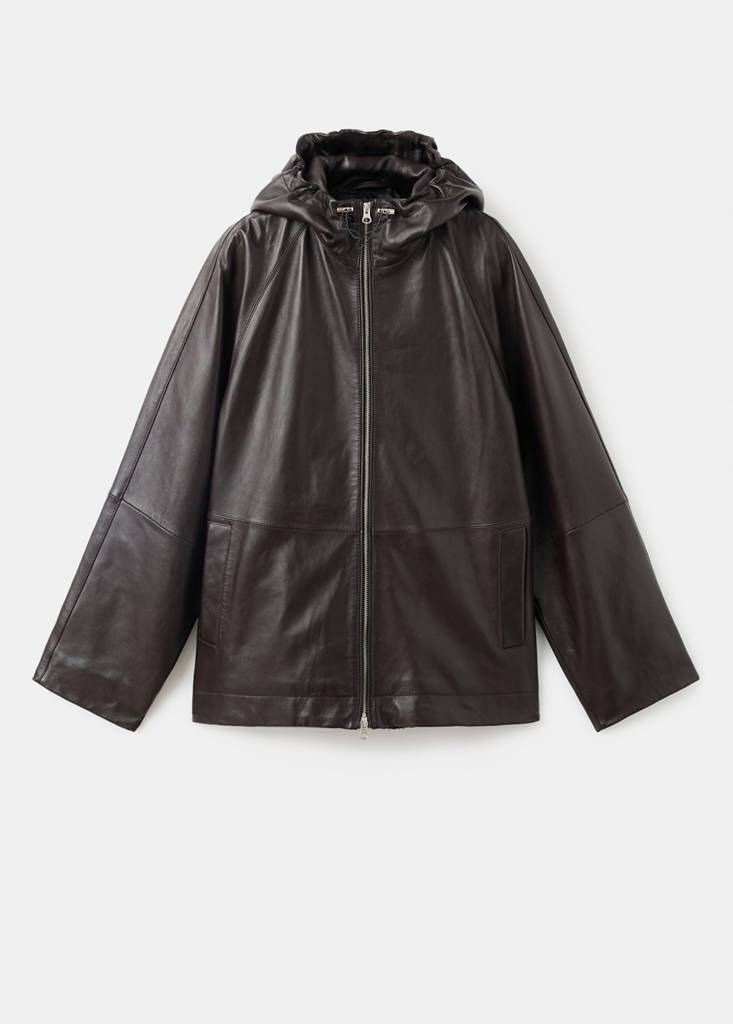 Veste 100 % Cuir À Capuche