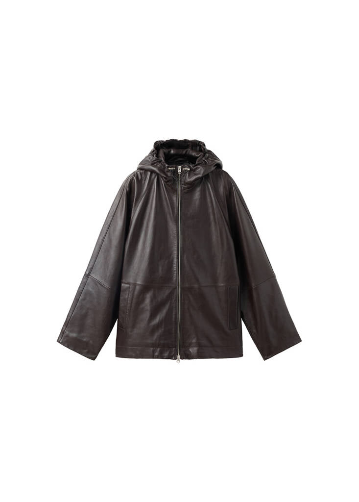 Veste 100 % Cuir À Capuche